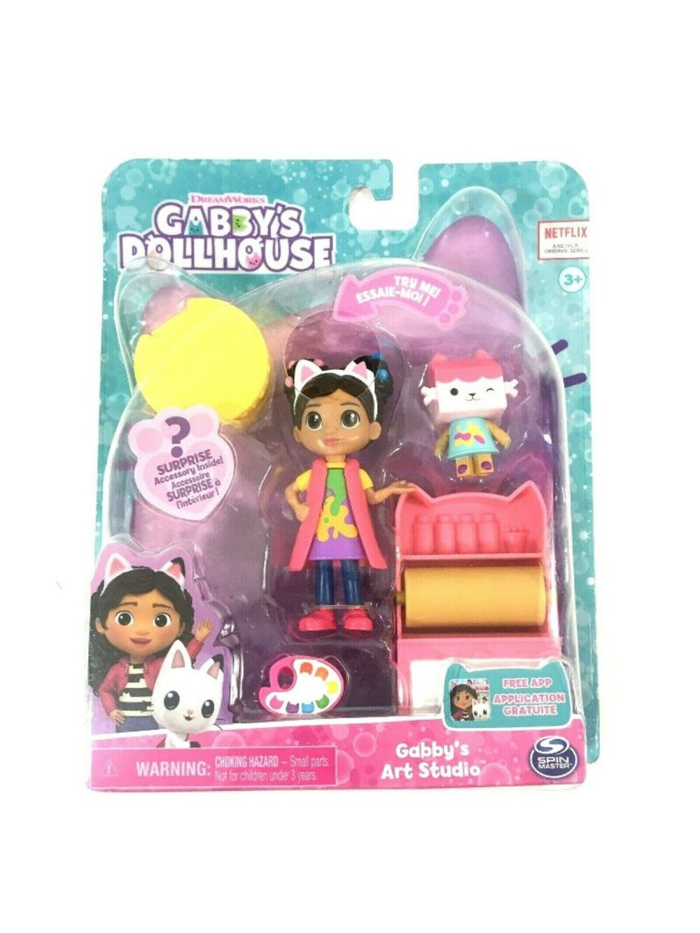 Gabbys Dollhouse Art Studio Playset Gabby Doll And Baby Box Cat 6 Piece Set